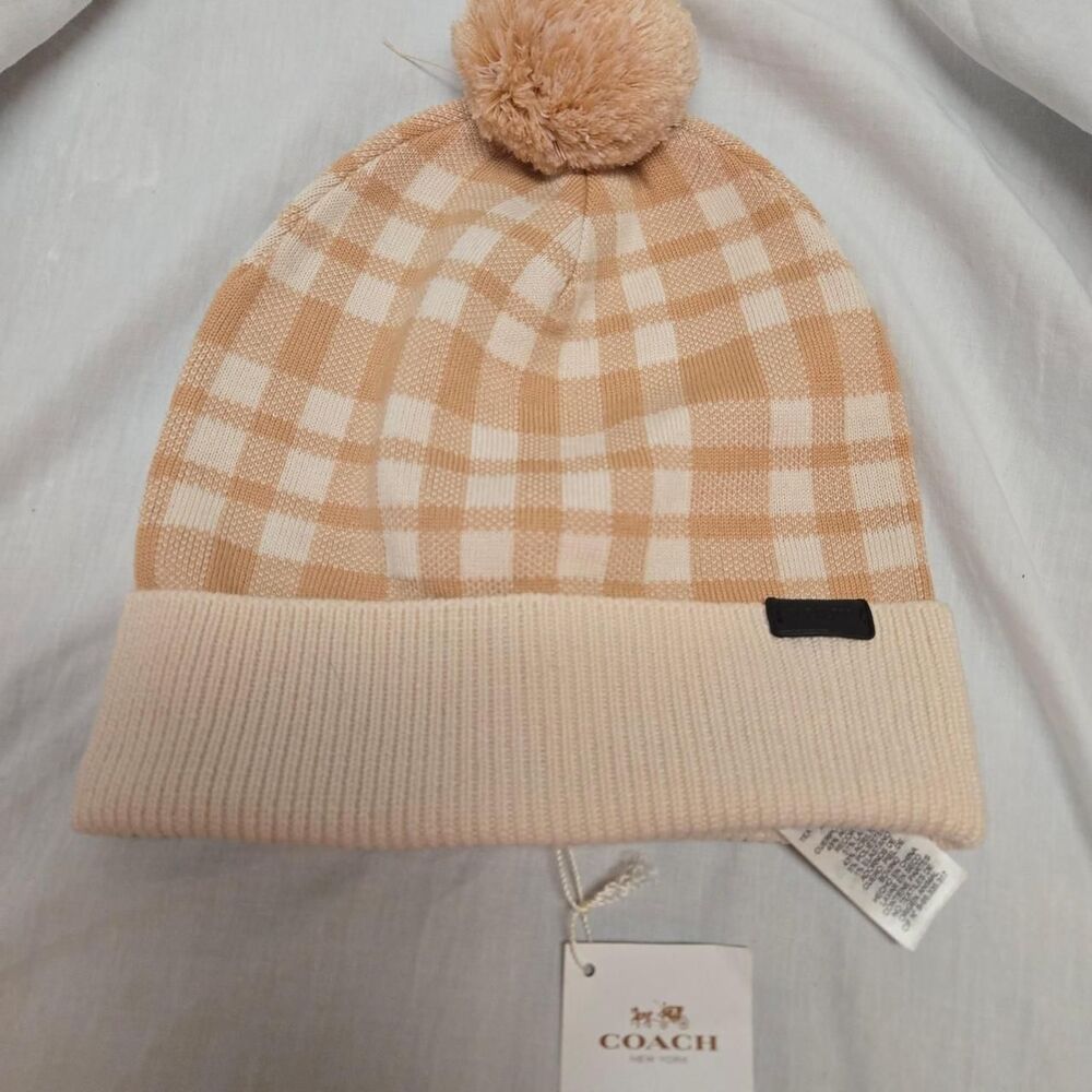 Coach Women's Cream and Tan Hat